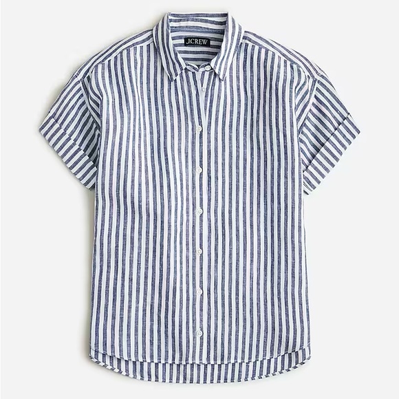 Capitaine shirt in stripe Baird McNutt Irish linen In Dark Medium, M - Picture 4 of 6